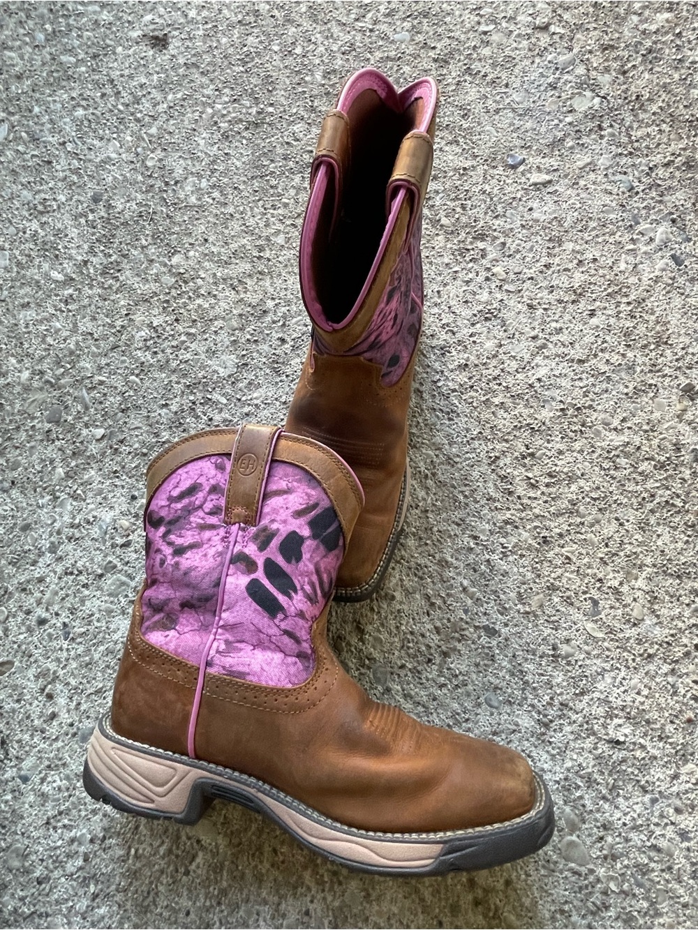 Justin Work Ladies Rush Pink Out Camo Square Toe Pink Brown Boots SE4358 Womens
